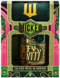 Wicked Movie Glass Mug & Socks Gift Set - Officially Licensed Disney Gift Fans, Pink Tinted The Best Witch of All Mug & Cozy Emerald City Ankle Socks | Paladone