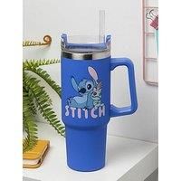 Paladone Disney Stitch 900 ml Blue Insulated Travel Cup and Straw, Officially Licensed Tumbler with Handle for Iced Tea or Coffee, Pop Culture Merchandise for Fans