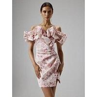 Lavish Alice Bonded Satin Bardot Mini Dress - Multi