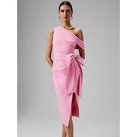 Lavish Alice One Shoulder Pleated Midi Dress - Pink