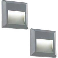 2 PACK Square IP65 Guide Light - Indirect 1.1W Warm White LED - Gray ABS