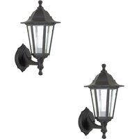 2 PACK Traditional Lantern IP44 Wall Light - 60W E27 GLS LED - Dimmable Lamp