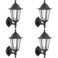 Loops 4 PACK Traditional Lantern IP44 Wall Light - 60W E27 GLS LED - Dimmable Lamp