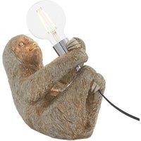 Vintage Silver Sloth Table Light - Resin Figure - Chrome Plated Lamp Holder