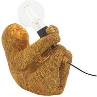 Vintage Gold Sloth Table Light - Resin Figure - Matt Black Lamp Holder