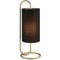Loops Modern Antique Brass Oval Table Lamp Desk Light & Black Fabric Cylinder Shade