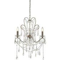 Aged Silver Ceiling Chandelier - 3 Bulb Light Decorative Ceiling Pendant Fitting