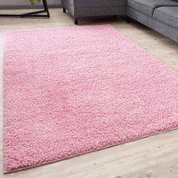 THE RUGS Shaggy Rugs Living Room Rug - Soft Fluffy Thick Carpet For Bedrooms & Kitchen Easy To Clean Home Decor Rugs in Pink | Size: 180cm x 270cm