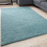 THE RUGS Shaggy Rugs Living Room Rug - Soft Fluffy Thick Carpet For Bedrooms & Kitchen Easy To Clean Home Decor Rugs in Duck Egg Blue