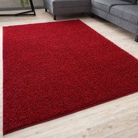 THE RUGS Shaggy Rugs Living Room Rug - Soft Fluffy Thick Carpet For Bedrooms & Kitchen Easy To Clean Home Decor Rugs in Red | Size: 160cm x 230cm