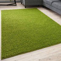 THE RUGS Shaggy Rugs Living Room Rug - Soft Fluffy Thick Carpet For Bedrooms & Kitchen Easy To Clean Home Decor Rugs in Green | Size: 60cm x 110cm
