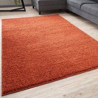 THE RUGS Shaggy Rugs Living Room Rug - Soft Fluffy Thick Carpet For Bedrooms & Kitchen Easy To Clean Home Decor Rugs in Terracotta