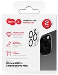 Tech21 iPhone 15 Pro/Pro Max Glass Camera Protector Twinpack