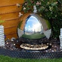 40cms Stainless Steel Sphere Mains Powered Water Feature, Waterfall, Water Fountain, Garden Decoration, Garden Feature