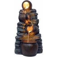 Mini 4 Pots on Stone Solar Powered Water Feature, Waterfall, Water Fountain, Garden Decoration, Garden Feature