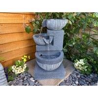 3 Bowl Pour Mains Powered Water Feature,Waterfall, Water Fountain, Garden Decoration, Garden Feature