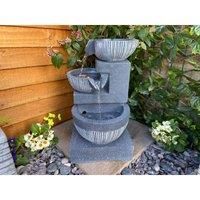 3 Bowl Pour Solar Powered Water Feature,Waterfall, Water Fountain, Garden Decoration, Garden Feature