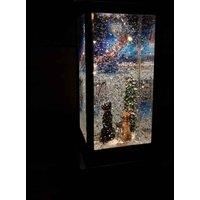 Samuel Alexander MacNeil 'Cats & Dogs Watching Santa' LED Christmas Glitter Water Spinner Lantern, Brown