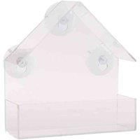 15cm Clear Plastic Glass Window Garden Wild Bird Seed Nut Feeder with Suction Cups