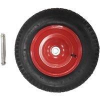Replacement 15" x 3.4" Pneumatic Heavy Duty Garden Wheelbarrow Wheel & Axel In Red