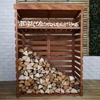 Samuel Alexander 156cm x 117cm Large Wooden Outdoor Garden Patio Log Store Shed with Shelf