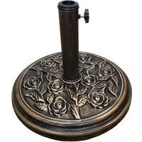 Samuel ALEXANDER 9kg 45cm Diameter Bronze Cast Iron Parasol Bases Heavy Duty Floral Rose Design Outdoor Garden Furniture Umbrella Canopy Outdoor Awning Gazebo Weights