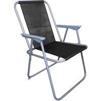 1 Foldable Garden Chair Fixed position garden chair grey frame and black fabric