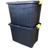 2 x 60L Heavy Duty Storage Tubs Sturdy, Lockable, Stackable and Nestable Design