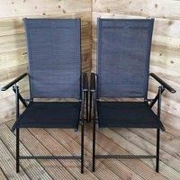 Samuel Alexander Set of 2 Outdoor Garden Patio Multi Position Reclining Folding Chair in Black