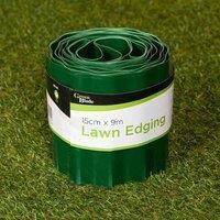 15cm x 9m Large Plastic Corrugated Lawn Garden Edging Border in Green