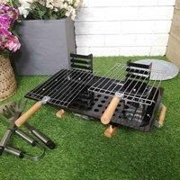 Black Outdoor Portable Steel Hibachi BBQ Camping Grill