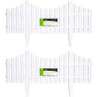 2 x 33cm 4 Piece Set White Wood Effect Picket Fence Garden Edging