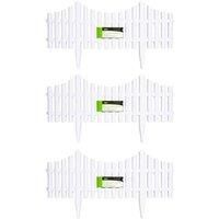 3 x 33cm 4 Piece Set White Wood Effect Picket Fence Garden Edging