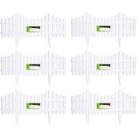 6 x 33cm 4 Piece Set White Wood Effect Picket Fence Garden Edging