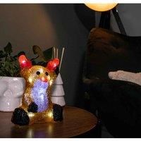 Samuel Alexander 20Cm Battery Operated Led Acrylic Sitting Reindeer Christmas Decoration In Cool White, White