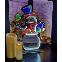 Samuel Alexander 76Cm Infinity Light Up Standing Snowman Christmas Decoration With Multi-coloured Leds On Metal Base
