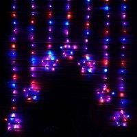 1.2m Battery Operated Christmas Star Curtain Lights with 140 Rainbow LEDs