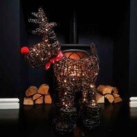 65cm Battery Operated Rattan Woven Rudolph Reindeer with Warm White LEDs