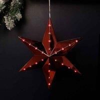 20cm Battery Operated Hanging Christmas Shooting Star Bauble in Ruby with LEDs