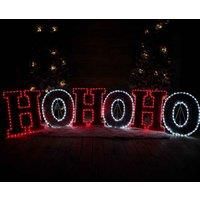 3m x 60cm Tinsel HO HO HO Christmas Sign Decoration with 504 Red and White LEDs