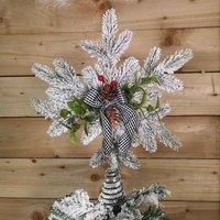 Samuel ALEXANDER 33cm White Fir Snowflake with Pinecones and Berries Christmas Tree Topper