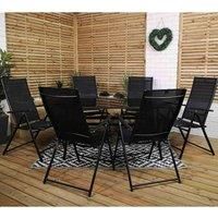 Samuel ALEXANDER Outdoor 6 Person Rectangular Glass Top Garden Patio Dining Table Chairs Set