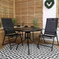 Samuel ALEXANDER Outdoor 2 Person Round Glass Top Garden Patio Dining Table Chairs Set