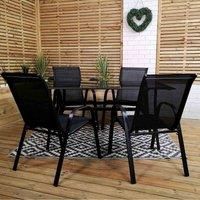 Samuel ALEXANDER Outdoor 4 Person Rectangular Glass Top Garden Dining Table Chairs Set