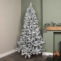 Samuel ALEXANDER 7ft (2.1m) Snow Flocked Artificial Christmas Tree with Green Metal Stand and 655 Tips