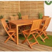 Samuel Alexander 6 Person Rectangular Wooden Dining Table Chairs Set, Brown