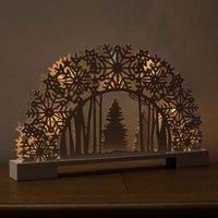 45cm Battery Operated Wooden Snowflake Arch & Trees with 10 Warm White LEDs