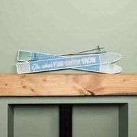 Samuel ALEXANDER 77cm Blue and Green Metal Hanging Ski Sign Christmas Decoration