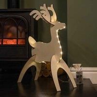 50cm Battery Operated Light up Wooden Christmas Reindeer with 31 Warm White LEDs