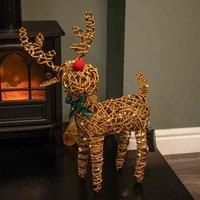 67cm Battery Operated Brown Christmas Reindeer with Red Nose & Warm White LEDs